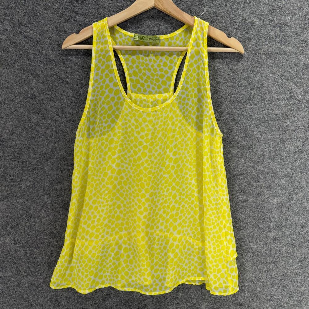 Whisper Blouse Women L Large Yellow Animal Print Sleeveless Racerback Casual